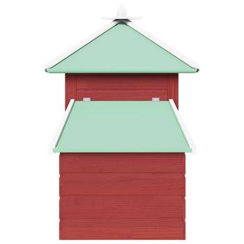 Hühnerstall mit Hühnernest Rot 190x72x102 cm Tanne Massivholz 