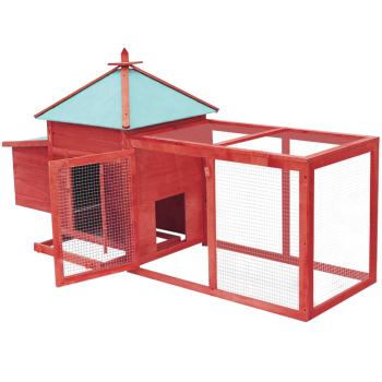 Hühnerstall mit Hühnernest Rot 190x72x102 cm Tanne Massivholz