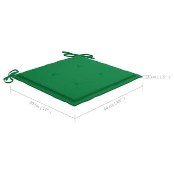 Gartenstühle mit Grünen Kissen 4 Stk. Massivholz Teak