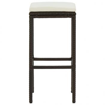 Barhocker mit Kissen 2 Stk. Braun Poly Rattan