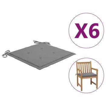 Gartenstuhl-Kissen 6 Stk. Grau 50x50x3 cm Oxford-Gewebe