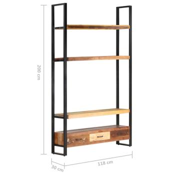 Bücherregal 118x30x200 cm Massives Altholz
