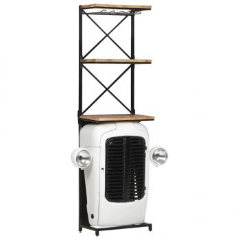 ARDEBO.de - Traktor-Weinschrank Weiß 49x31x172 cm Raues Mangoholz