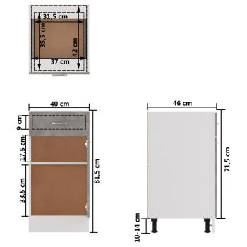 ARDEBO.de - Schubunterschrank Betongrau 40x46x81,5 cm Holzwerkstoff
