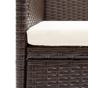 3-tlg. Garten-Essgruppe Braun Poly Rattan und Glas