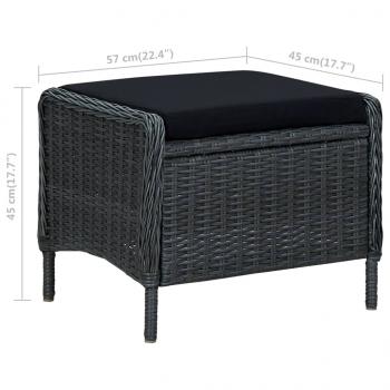 Verstellbarer Gartensessel mit Fußhocker Poly Rattan Dunkelgrau