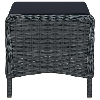 Verstellbarer Gartensessel mit Fußhocker Poly Rattan Dunkelgrau