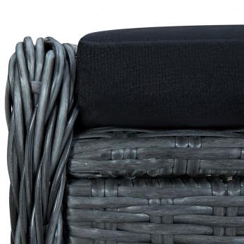 Verstellbarer Gartensessel mit Fußhocker Poly Rattan Dunkelgrau