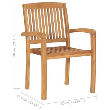 Gartenstühle 2 Stk. mit Grünen Kissen Massivholz Teak