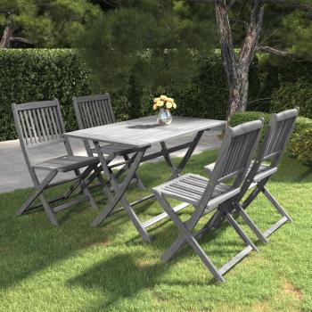 ARDEBO.de - 5-tlg. Garten-Essgruppe Massivholz Akazie Grau