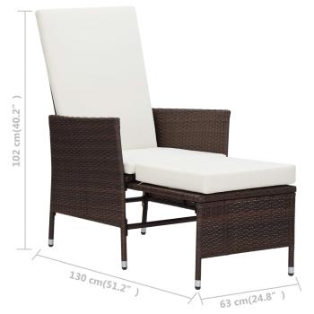3-tlg. Garten-Lounge-Set mit Auflagen Poly Rattan Braun