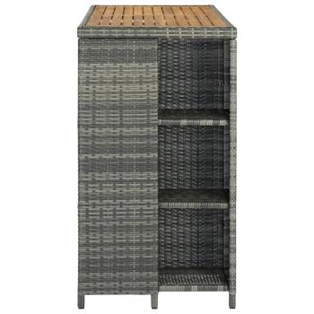 Bartisch mit Regal Grau 120x60x110 cm Poly Rattan