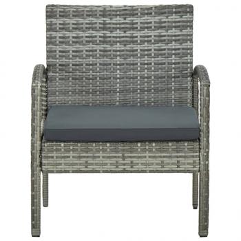 Gartenstuhl mit Kissen Poly Rattan Grau