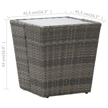 3-tlg. Bistro-Set Poly Rattan und Hartglas Grau 