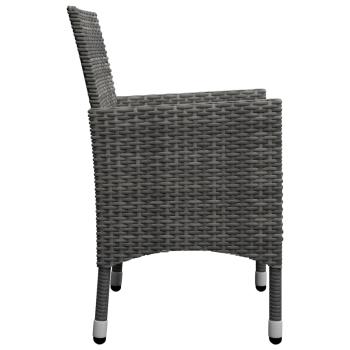 3-tlg. Bistro-Set Poly Rattan und Hartglas Grau 