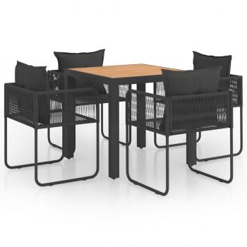 5-tlg. Garten-Essgruppe PVC Rattan Schwarz und Braun