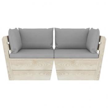Garten-Palettensofa 2-Sitzer mit Kissen Fichtenholz