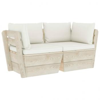 Garten-Palettensofa 2-Sitzer mit Kissen Fichtenholz