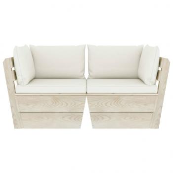Garten-Palettensofa 2-Sitzer mit Kissen Fichtenholz