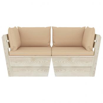Garten-Palettensofa 2-Sitzer mit Kissen Fichtenholz