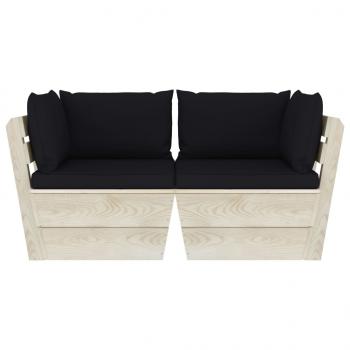 Garten-Palettensofa 2-Sitzer mit Kissen Fichtenholz