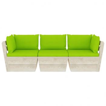 Garten-Palettensofa 3-Sitzer mit Kissen Fichtenholz