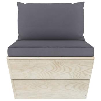 3-tlg. Garten-Sofagarnitur aus Paletten mit Kissen Fichtenholz