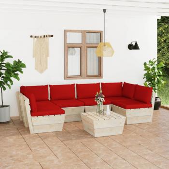 ARDEBO.de - 7-tlg. Garten-Sofagarnitur aus Paletten mit Kissen Fichtenholz