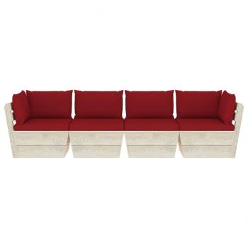 Garten-Palettensofa 4-Sitzer mit Kissen Fichtenholz