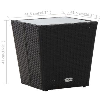 3-tlg. Bistro-Set Poly Rattan und Hartglas Schwarz 