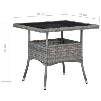 5-tlg. Garten-Essgruppe Poly Rattan und Glas Grau