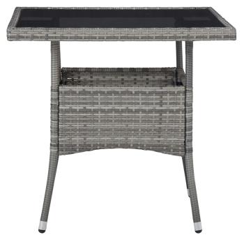 5-tlg. Garten-Essgruppe Poly Rattan und Glas Grau