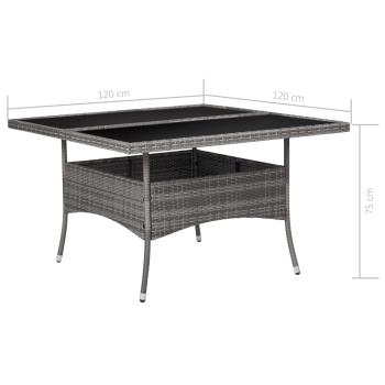 9-tlg. Garten-Essgruppe Poly Rattan und Glas Grau