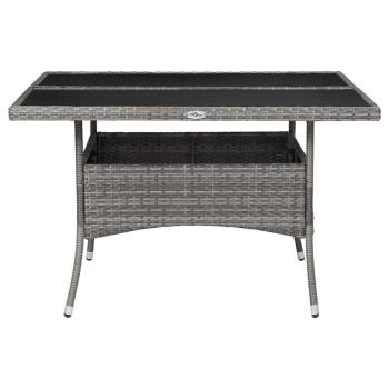 9-tlg. Garten-Essgruppe Poly Rattan und Glas Grau
