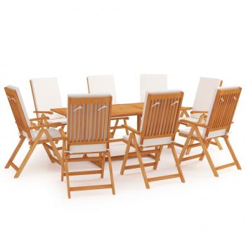 ARDEBO.de - 9-tlg. Garten-Essgruppe mit Kissen Massivholz Teak