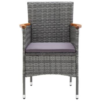 3-tlg. Bistro-Set Poly Rattan und Hartglas Grau