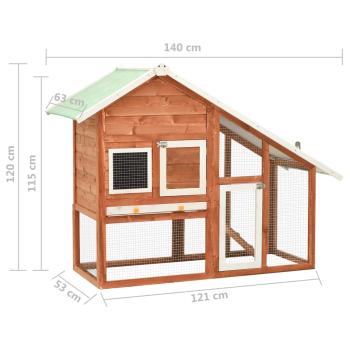 Kaninchenstall 140x63x120 cm Tanne Massivholz 