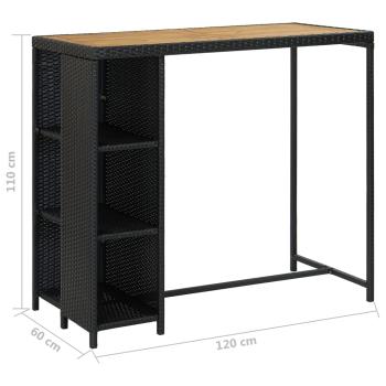 5-tlg. Gartenbar-Set mit Kissen Poly Rattan Schwarz