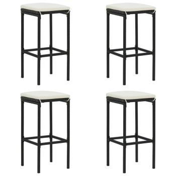5-tlg. Gartenbar-Set mit Kissen Poly Rattan Schwarz