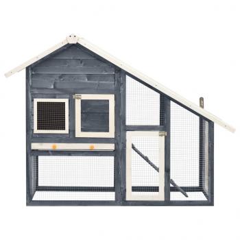 Kaninchenstall Grau und Weiß 140x63x120 cm Tanne Massivholz