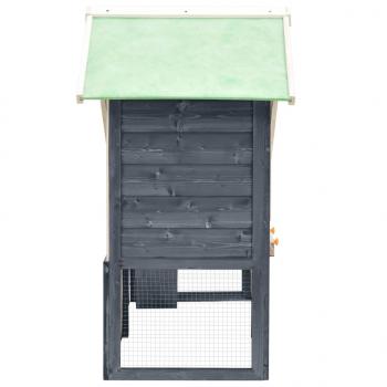 Kaninchenstall Grau und Weiß 140x63x120 cm Tanne Massivholz