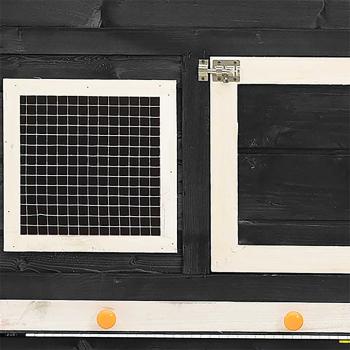 Kaninchenstall Grau und Weiß 140x63x120 cm Tanne Massivholz