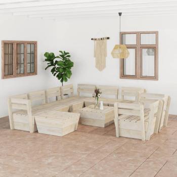 ARDEBO.de - 10-tlg. Garten-Paletten-Lounge-Set Imprägniertes Fichtenholz