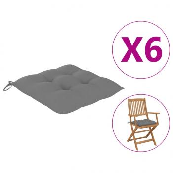 Stuhlkissen 6 Stk. Grau 40x40x7 cm Oxford-Gewebe