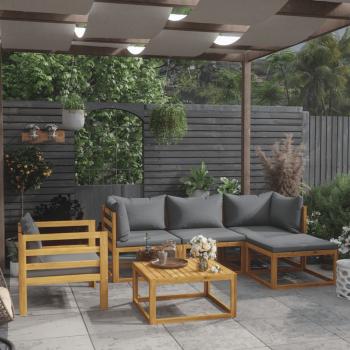 ARDEBO.de - 6-tlg. Garten-Lounge-Set mit Auflagen Massivholz Akazie