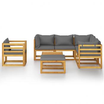 8-tlg. Garten-Lounge-Set mit Auflagen Massivholz Akazie