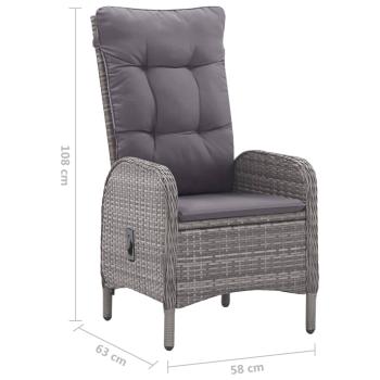 3-tlg. Bistro-Set Poly Rattan und Glas Grau