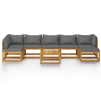 8-tlg. Garten-Lounge-Set mit Auflagen Massivholz Akazie