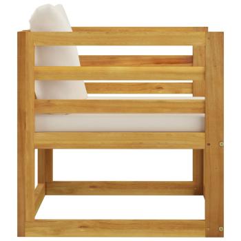 6-tlg. Garten-Lounge-Set mit Auflagen Creme Massivholz Akazie