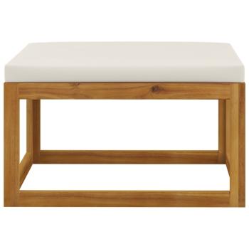6-tlg. Garten-Lounge-Set mit Auflagen Creme Massivholz Akazie